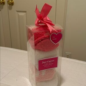 Juicy Couture Pink and White Cozy Socks Gift Set NEW